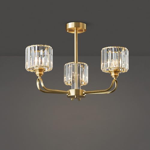 CCACHE 3 Lights Full Copper Glass Pendant Light Postmodern Simple Living Room Pendant Lamp Scandinavian Restaurant Bedroom Hanging Lamp Fixture LED Lighting