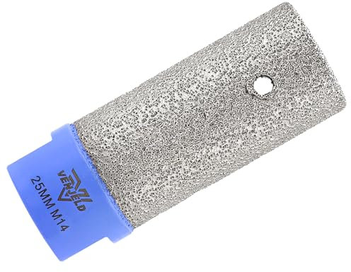VENJELD Broca Fresado Diamante 25mm Fresa de Diamante con M14 Rosca para Ampliación Dar Forma Borde Hoyos en Cerámica Porcelana Azulejo Mármol Granito Piedra Artificial