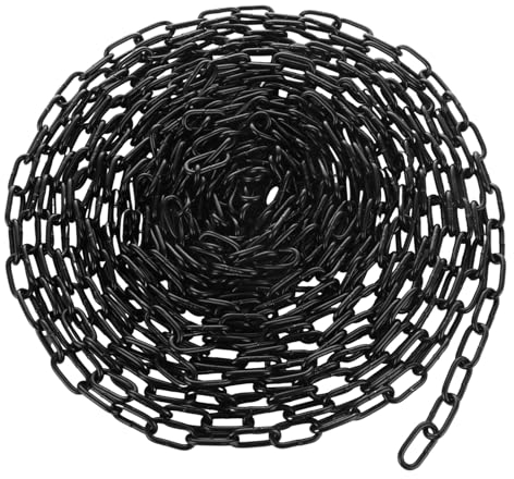 VIDETOL Cadena de acero de carbono de 10 m, cadena de acero de 3 mm de grosor, color negro para cadena de perros, cadena de lámpara, cadenas de barrera