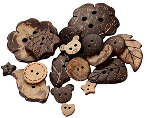VAKUUM 100 Pieces Assorted Sizes Wooden Buttons 2 Holes Round Craft Buttons for Sewing DIY Crafts Children's Manual Button Painting (Coconut Shell Color)