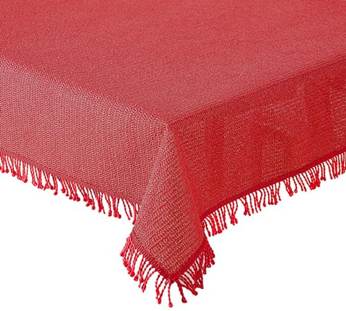 Tischdecke Gartentischdecke oval Weichschaum rutschfest Outdoor PVC wetterfest Terrasse Balkon (Rot, 140x180 cm oval)