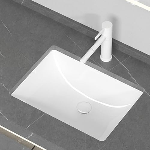 WYRMB Badezimmer-Waschbecken, Keramikwaschbecken, quadratisches Unterbauwaschbecken, eingebettetes Waschbecken für Balkon, Haus, Garten, Bars, Toilette, Hotel, Wohnmobil (weiß 51,5