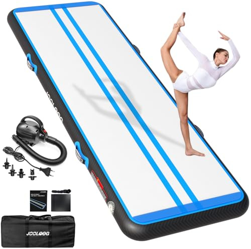 Tapis de Gymnastique Gonflable 10/20cm Épaisseur, Air Floor Mat avec Pompe Pratique, Tapis d'Entraîment Piste d'Acrobatie 3M 4M 5M 6M, Tapis Gonflable pour Gymnaste, Yoga, Taekwondo, Cheerleading