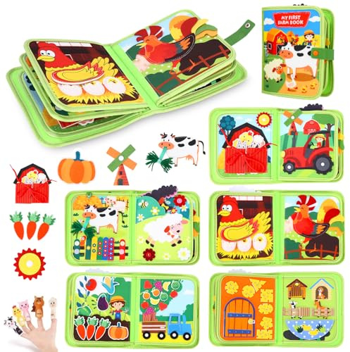 Zaxiva Busy Board Montessori Libro Interattivo 1 Anno, Quiet Book Sensoriale Educativo, Feltro Valigetta Giochi Montessori Didattici per Bambini di 1 2 3 Anni, Regali per Bambino e Bambina