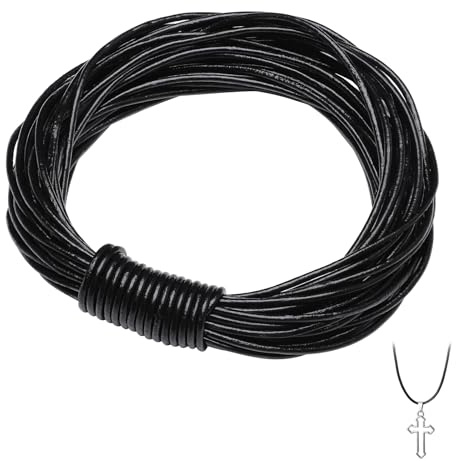 Luxeu Cordino Cuoio, 1 Rotolo Cordino Rotondo in Cuoio, 10M x 2mm Cordoncino in Vera Pelle, Cordoncino per Collane, Braccialetti, Gioielli Fai da Te, Progetti Artistici (Nero)