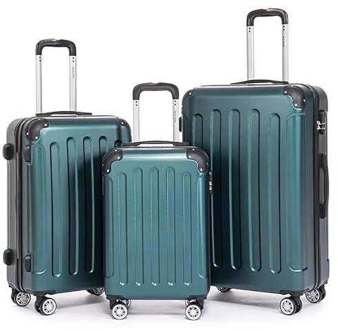 Boleedy Juego 3 Maletas Viaje (55/66/76CM) ABS Rígidas con Cerradura y Ruedas 360°,Set Trolley de Viaje Incluye Maleta Cabina,Ideal Negocios y Familia