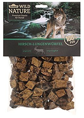 Dehner Wild Nature Hundesnack, Premium Hundeleckerli glutenfrei / getreidefrei, Würfelsnack für ernährungssensible Hunde, Hirsch-Lunge, 200 g