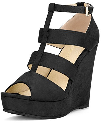 Allegra K Lanières sandales à talons chunky pour femmes Noir 37