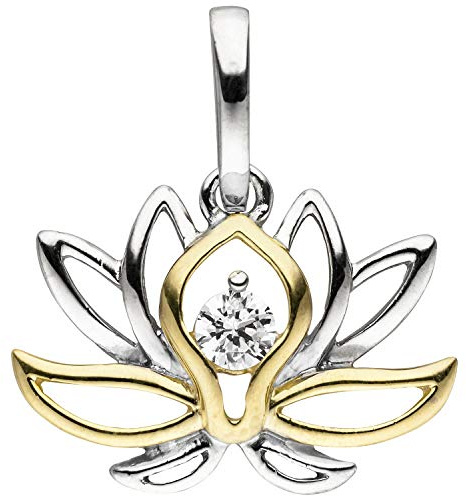 Jobo Damen-Anhänger Seerose aus 925 Sterling Silber Bicolor vergoldet mit Zirkonia