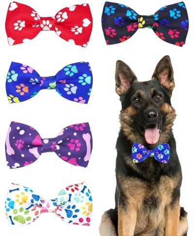BIPY 5-pack tass ben hundar halsband fäste flugor medium stora hundar halsband dra på berlocker flugor krage tillbehör för kostym födelsedagsfest