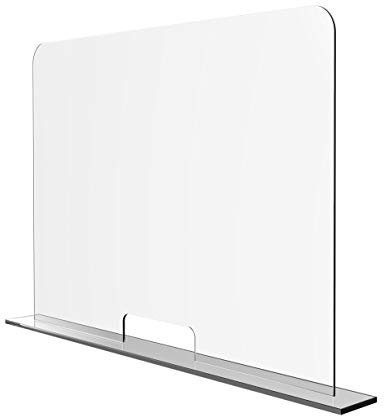 Solarplexius Hygiaphone cloison plexiglass Premium Ultra Transparent séparateur Bureau comptoir Amovible Protection Contre microbes bactéries Polycarbonate Passe Document 90X60 cm