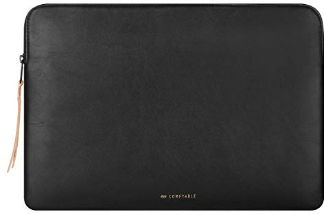 Comfyable Slim Laptop Sleeve Compatible with 13 Inch MacBook Air M4 2025 A3240 M3 A3113 M2 A2681 M1 & MacBook Pro 2022-2018 (M2 A2338 M1 A2251 A2289 A2159), PU Leather Bag Waterproof Cover, Black