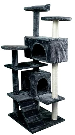 Mobiclinic®, Kratzbaum, Modell Tico, Groß, Zum Klettern, 5 höhen, Trägt bis zu 10 kg, Mit Plattformen und unterständen, Entspannungsspielzeug, Sisalseil, Grau