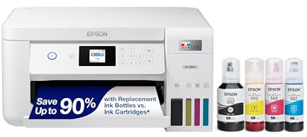 Epson EcoTank ET-2850 Wireless Color All-in-One Cartridge-Free Supertank Printer with Scan, Copy and Auto 2-Sided Printing - White