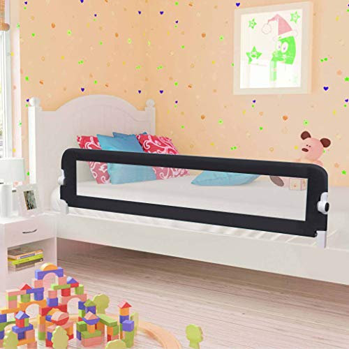 Yongdu Kleinkind-Bettschutzgitter, Rausfallschutz Bett, Bettgitter Rausfallschutz, Rausfallschutz Kinderbett, Bettumrandung Babybett, Grau 180x42 cm Polyester