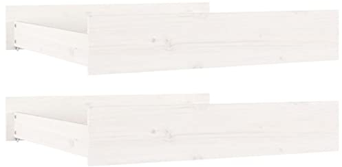 Tidyard Bettschubladen 2 STK.Bettkasten Aufbewahrungsboxen Bettschublade 90 x 93 x 18 cm (B x T x H),Massives Kiefernholz,Weiß