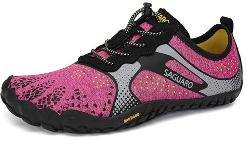SAGUARO Scarpe Barefoot Minimaliste Uomo Donna Scarpe Palestra Corsa Trail Running Trekking Sport Acqua con Dita Scarpe Bici da Corsa Traspiranti Leggere, Bubblegum Rosso, 39 EU