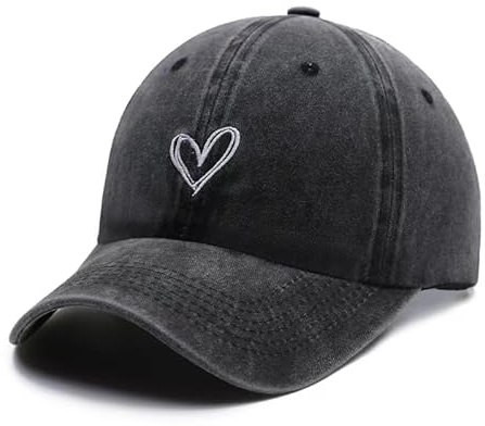 Unisex Vintage Washed Distressed Baseball Women Cap Twill Adjustable Dad Hat (Black)