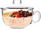 binsakao Glass Bowl with Lid - Cereal Bowl with Lid Handles - Soup Bowls Glassware for Oatmeal Dessert Pasta Rice - Breakfast Bowls Microwave Dishwasher Safe (Clear, 600 ml / 20 oz)