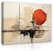 Bilder Abstrakt Modern Industrial Kunst beige rot 40x30 cm - Leinwandbild Klein Wohnzimmer Schlafzimmer Wandbild Kunstdruck Wandbilder Canvas Desing Wand Bild auf Leinwand Aufhängefertig