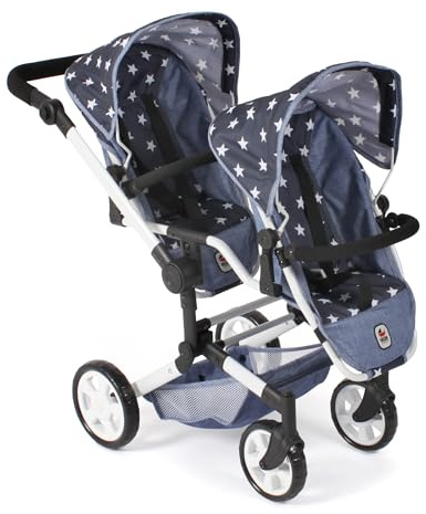 Bayer Chic 2000 Cochecito Muñecas Linus Duo | Carricoche Gemelar de Juguete | Silla gemelar de juguete con manillar ajustable (50-82 cm). Un cochecito de muñecas doble, robusto, estable y plegable.