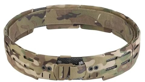 Peminkoo Cinturón táctico MOLLE 2 en 1 cinturón de Combate Militar Ligero para Caza con Hebilla de Metal de liberación rápida cinturón de Tiro Airsoft para Hombre (CP)