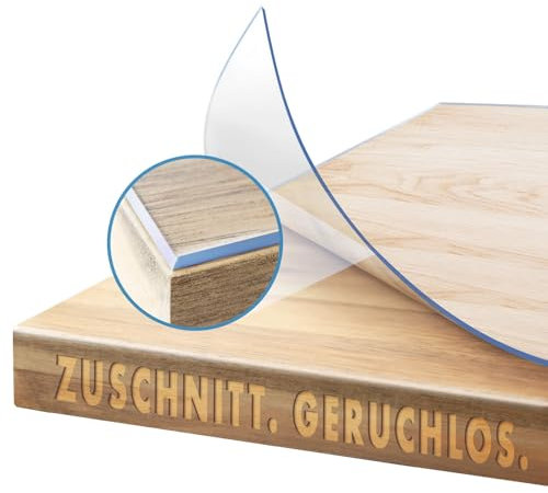 KARAT Protector de Mesa Transparente Con Borde Biselado, Mantel a Medida, Lámina Protectora de Cristal, Tamaño a Elegir (90 x 90 cm)