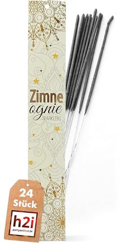 h2i Wunderkerzen | 24 Stück | 70 cm | Brenndauer ca. 160 Sek | Geburtstagskerzen Sprühkerze Spritzkerze Sternenspritzer und Funkenzauber für Party Hochzeit Silvester Geburtstag | d | Kat F1