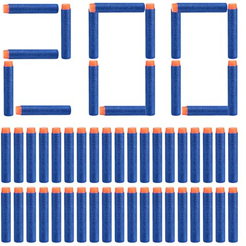 Darts Pfeile Bullets 200er Weiche Eva Schaum Kugel Munition Pack 7,2 cm für Kompatibler Nerf Hasbro N-Strike Elite Series Blasters Spielzeugpistole Nachfüllschaum für Kinder Familie - Blau