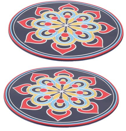 HANABASS 2stücke Klangschalenkissen Und Klangschalenmatte Kleine Runde Matte Aus Kristallglas Mit Musterdruck Rutschfest Für Meditation Und Wohnkultur