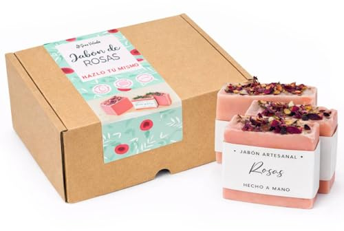 Gran Velada - Kit como hacer Jabon de Rosas | Set para Elaborar 20 Jabones Caseros con Pétalos de Rosa | Incluye Materiales + Instrucciones | Idea Regalo Original
