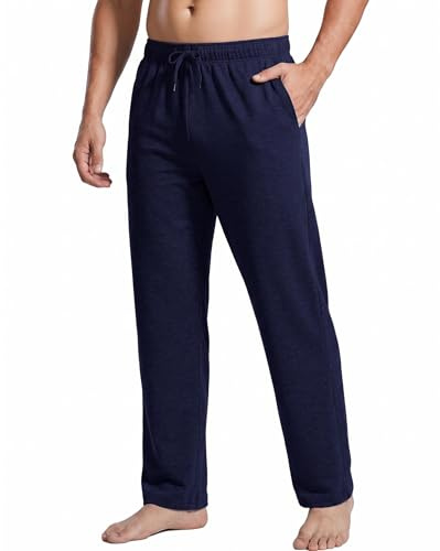 PINSPARK Pantaloni da jogging da uomo, in cotone, leggeri, in vita elasticizzata, con coulisse, con tasche, per lo yoga, per il tempo libero