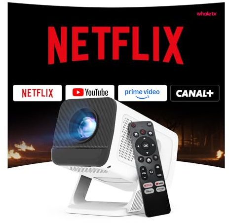 [Compatible con Netflix & Android 13] Mini Proyector 1080P con WiFi 6 y Bluetooth 5.4, Auto Keystone, Soporte 4K, Apps Integradas, Compatible con iOS/Android/TV Stick - LYNCAST