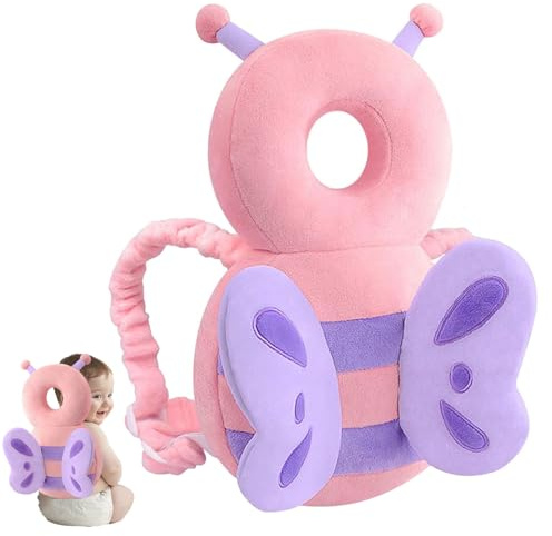 Protector de Cabeza de Bebe, Almohadillas de Seguridad Ajustables para Bebes,Mochila de protección para bebé, protector de cabeza para caminar,color rosa