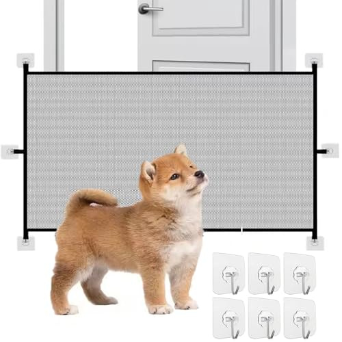 Barrera Seguridad Niños Escalera,180 x 72 cm Barrera para Perros,Puerta Seguridad Bebe,Puerta para Perros,Valla Seguridad Infantil,con 6 Ganchos Fuertes Evite Que Las Mascotas entren en el Dormitorio
