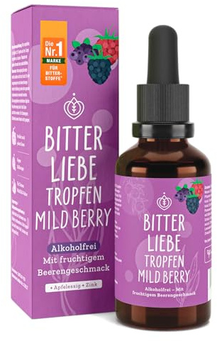 BitterLiebe - Gocce amare Mild Berry - Acidi amari analcolici a goccia con sapore di frutta - Carciofo e dente di leone per la digestione* - contro le voglie * - Vegan & Made in Germany (1)