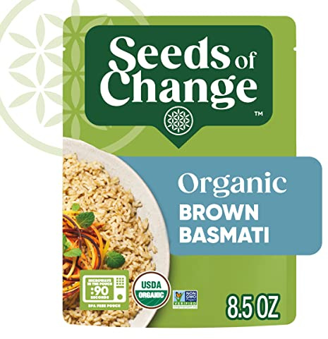 SEEDS OF CHANGE Certified Organic Brown Basmati Rice, Organic Food, 8.5 OZ Pouch