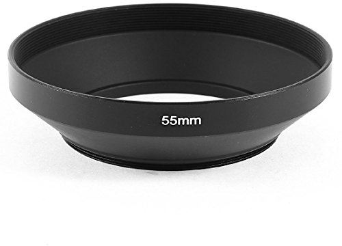 sourcing map Black Metal 55mm Thread Screw in Universal Wide Angle Lens Hood Cover 1pc