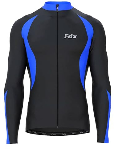 FDX Men Cycling Jersey Long Sleeves Windproof Warm Winter Cycle Top BU M