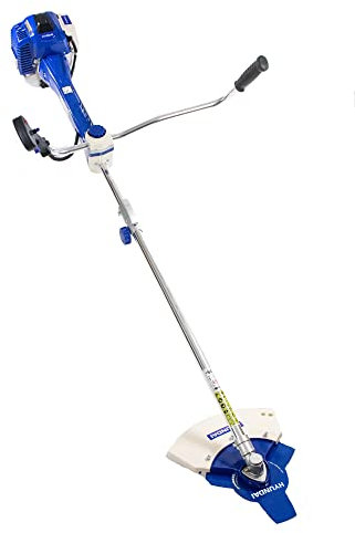 Hyundai 50.8cc Petrol Grass Trimmer, Anti-Vibration Powerful Strimmer/Brushcutter, 450mm Cutting Width, 1x Bump Feed Nylon Cutting Head, 2metal Cutting Blades, 3 Year Warranty