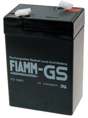 FIAMM FG10451 lead acid batterie 6V 4,5 Ah Faston 4,8 batterie AGM au plomb / gel scellé batterie acide / plomb technologie non-tissé