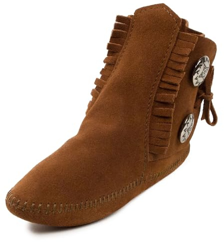 Minnetonka Men's Two Button Boot, Brown Softsole, 11 M US