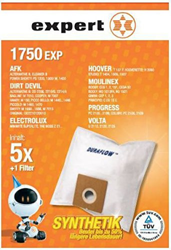Expert 1750 EXP Staubbeutel (DEXT 210 DURAFLOW) für u.a. AFK Dirt Devil Electrolux Hoover Moulinex Progress Volta