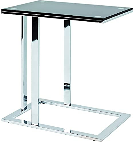 HAKU Möbel Beistelltisch Chrom, schwarz, Metall, Sicherheitsglas 10 mm - Maße: B 54 cm x H 58 cm x T 37 cm, Style: Modern