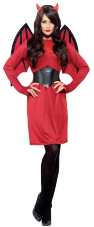 Smiffys Costume diable économique, avec robe, ailes, ceintureet cornes Halloween