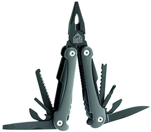 Puma Tec 300200 Werkzeug Multitool Zange mit Feder Länge geöffnet: 16.7 cm Messer, grau, M