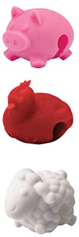 Tovolo Silicone Pot Lid Lifter Holder Farm Animals Heat Resistant Spill Proof Kitchen Gadget to Prevent Boiling Over & Release Steam, Cute Decorative Pan Cover Stand Pot Clip Keeps Lid Open, Set of 3