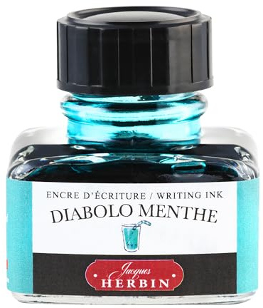Jacques Herbin 13033T - One 30 ml Bottle of Ink for Fountain pens and Rollerball pens, Diabolo Menthe/Mint Diabolo Colour - Made in France - Calligraphy