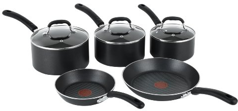 Tefal E857S544 Premium Non-Stick Cookware Set with Induction, 5 Pieces - Black
