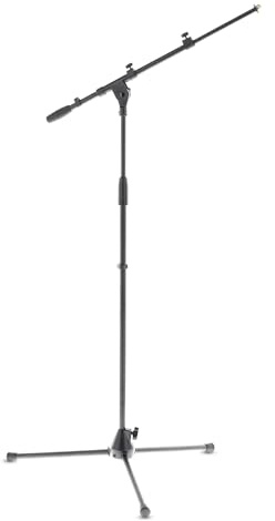 GEWA 900597 Microphone Stand MS-30TB - Black - Cast Base - Impact Sound Insulation - ABS Handle - Foldable Legs - Height 90-160 cm